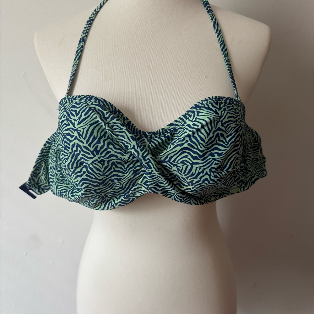 Cleo by Panache Wired Green and Navy Zebra Print Bikini Top